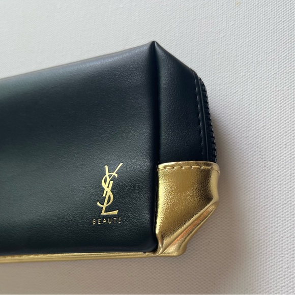 YSL Yves Saint Laurent Gold & Black Cosmetic Makeup Bag Toiletry Case - Picture 3 of 8